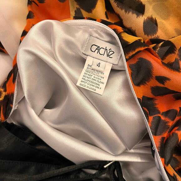 Cache Black, White, Orange Animal Print Strapless Maxi Dress 4 - Picture 6 of 10